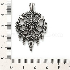 ハロウィーン 316サージカルステンレススチールペンダント  ハート付きフラットラウンド  アンティークシルバー  45x28x3~6mm  穴：6x4.5mm&nbsp;STAS-A123-01C-AS