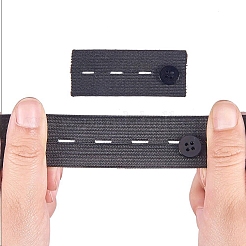 平らな弾性ゴムバンド  ウェビング衣類縫製アクセサリー  ブラック  25mm  5 m /ロール&nbsp;EC-WH0002-25mm-01B