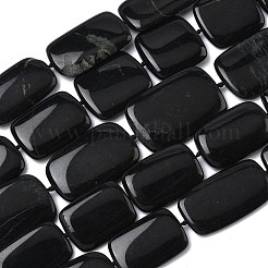 天然ブラックストーンビーズ連売り  長方形  26~37x18~22x5~6mm  穴：1mm  約12~15個/連  16.65~16.93''（42.3~43センチメートル）&nbsp;G-L650-C01-01
