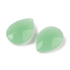 不透明ガラスカボション  ティアドロップ  多面カット  淡緑色  18x13x6mm&nbsp;G-C146-05O