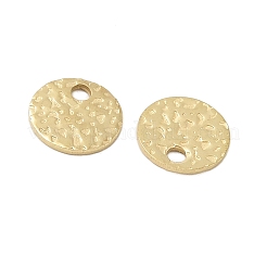 304ステンレススチールチャーム  テクスチャ  フラットラウンドのチャーム  14KGP本金メッキ  6x0.5mm  穴：1.2mm&nbsp;STAS-L022-461G