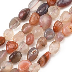 天然石瑪瑙ビーズ連売り  ナゲット  タンブルストーン  8~16x8~10x3~9mm  穴：1mm  約36~41個/連  15.08''~15.87''（38.3~40.3センチメートル）&nbsp;G-P623-A02-02
