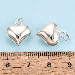 925スターリングシルバーハートチャーム  丸カン付き  銀  14.8x12.9x8mm  穴：4.1mm&nbsp;STER-T008-32S-01