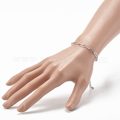 変色防止 304 ステンレススチール ペーパークリップチェーン ブレスレット  ステンレス鋼色  7-1/4~7-1/2インチ（18.5~19cm）&nbsp;BJEW-JB06524-02