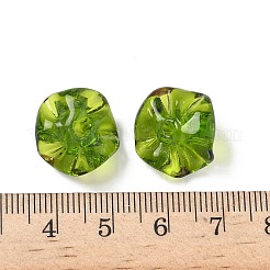 手作りランプワークビーズ  ライムグリーン  16x16.5x9.5mm  穴：1.6mm&nbsp;LAMP-S080-01A