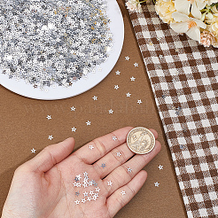 100g 装飾アクセサリー  PVCプラスチック製のスパンコール/スパンコールペンダント  スター  銀  5x5x0.2mm&nbsp;KY-HY0001-17A