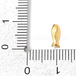 925スターリングシルバービーズ  魚  ゴールドカラー  8x3x2mm  穴：0.6mm&nbsp;STER-F060-02G