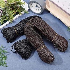 編み込み模造レザーコード  髪の編み紐  ブレードドレッドヘア用  diyのカラフルなスタイリングヘアブレイディング  ブラック  5x1.4mm&nbsp;OHAR-WH0016-27A