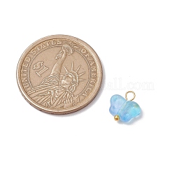 つや消しアクリルチャーム  ハート  真鍮のループと金箔付き  グラデーションカラー  ミックスカラー  10.5x10x3.5mm  穴：2mm&nbsp;PALLOY-JF03325-02