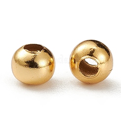304ステンレススチールビーズ  ラウンド  24KGP本金メッキ  4x3.5~4mm  穴：1.5mm&nbsp;A-STAS-H558-36G