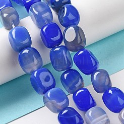 天然石瑪瑙ビーズ連売り  染め＆加熱  キューブ  ブルー  11~12x8~9.5x8~9.5mm  穴：1.2mm  約16個/連  7.48~7.72''（19~19.6センチメートル）&nbsp;G-H295-A01-05
