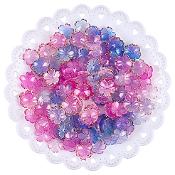 180 個 2 色のアクリルビーズキャップ  5  - 花びらの花  黄金の縁を持つ  ミックスカラー  17.5x18x5mm  穴：1.2mm  90個/カラー&nbsp;OACR-PA0001-37E