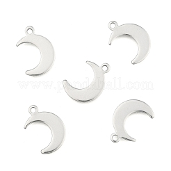 変色しない三日月ステンレススチールチャームペンダント  ステンレス鋼色  15.5x10.5x1mm  穴：1mm&nbsp;X-STAS-Q168-06