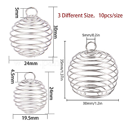 鉄線のペンダント  ケージペンダント  ラウンド  銀  24~35x19.5~30mm  穴：4.5~5mm  30個/セット&nbsp;KK-SC0001-01
