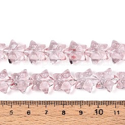 プリントガラスビーズ焼付塗装ガラスビーズ連売り  スター＆ちょう結び  フラミンゴ  13.5~14x14~15x7.5~8.5mm  穴：0.8~0.9mm  約49~50個/連  23.62~24.02インチ（60~61cm）&nbsp;DGLA-N017-01D