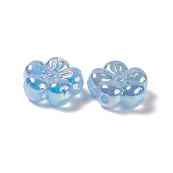 UVメッキレインボー虹色アクリルフラワービーズ  梅の花 5枚  ミックスカラー  22x23x10mm  穴：3.5mm&nbsp;X-PACR-M003-10