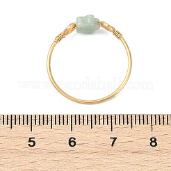 天然宝石ビーズ指輪  花  環境に優しい銅線を使用した女性向け  ゴールドカラー  20mm&nbsp;RJEW-JR01041