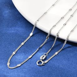スターリングシルバーの楕円形ツイストチェーンネックレス925個  スタンプ925個付き  プラチナ  18.03インチ（45.8cm）&nbsp;NJEW-H056-01C-P