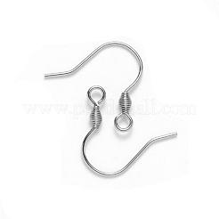 変色しにくい304ステンレススチール製ピアスフック  耳ワイヤー  水平ループ付き  ステンレス鋼色  15~17x17mm  穴：2mm  21ゲージ  ピン：0.7mm&nbsp;STAS-S111-011