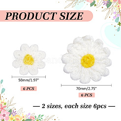 12個2スタイルの装飾アクセサリー  アクリル繊維の花  ホワイト  50~70mm  6個/スタイル&nbsp;PATC-ME0001-13