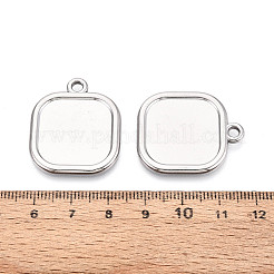 304ステンレススチールペンダントカボションセッティング  正方形  ステンレス鋼色  30x25.5x2mm  穴：2.8mm  トレイ：20x20mm&nbsp;STAS-N108-73P