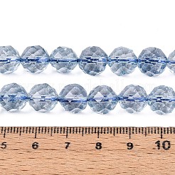K9ガラスビーズ連売り  天然石風  ラウンド  多面カット  ライトスチールブルー  9~10mm  穴：1~1.2mm  約39~40個/連  14.57~14.96インチ（37~38cm）&nbsp;GLAA-N014-10mm-04