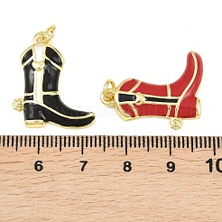 真鍮製エナメルペンダント  ブーツチャーム  ミックスカラー  24x19.5x3.5mm  丸カン：5x1ミリ  内径：3mm&nbsp;KK-C169-06G