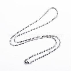 304ステンレススチールカーブチェーンネックレス  カニカン付き  ミックスカラー  19.7インチ（50cm）  2mm&nbsp;NJEW-P147-05