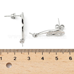 真鍮製スタッドピアスパーツ  カドミウムフリー＆ニッケルフリー＆鉛フリー  プラチナ  27x7.5mm&nbsp;LS-KK-M326-19P