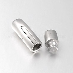 変色防止の混合スタイル、艶出しまたはマット仕上げのコラム 304 ステンレススチール製バヨネットネックレス留め具  ステンレス鋼色  28x9mm  穴：6mm&nbsp;STAS-N057-06-6mm