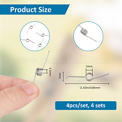 鋼製ねじりばね  工具メンテナンス用の小さなねじりバネ DIY 大工仕事  ステンレス鋼色  36x7x4.5mm  穴：5mm  4個/セット  4セット&nbsp;FIND-FH0010-28