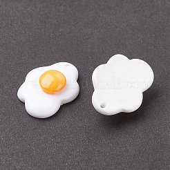 樹脂チャーム  模造食品  食べ物を再生する  目玉焼き  ホワイト  27x20.5x7.5mm  穴：1.6mm&nbsp;X-RESI-F030-21