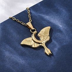 ムーンモス 304 ステンレススチール ペンダントネックレス  イオンプレーティング（ip）  18KGP本金メッキ  17.91インチ（45.5cm）&nbsp;NJEW-M096-22G