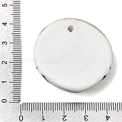 手作りの磁器のペンダント  中国人形の顔模様が入ったフラットラウンドいチャーム  ミックスカラー  37~38.5x36~37.5x9~10mm  穴：4mm&nbsp;PR-NH0001-01