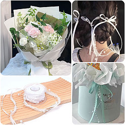 ポリエステルフラワーレースリボン  ウェディングドレスの装飾用の模造真珠の花飾り  ホワイト  5/8インチ（15mm）  約5.00ヤード（4.57m）/ロール&nbsp;OCOR-WH0097-21