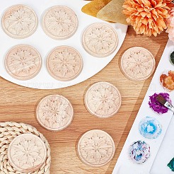 木彫りアンレーアップリケクラフト  未塗装アンレー家具家の装飾  花柄  フラットラウンド  48x7.5mm&nbsp;WOOD-WH0034-11A