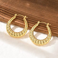304ステンレススチールフープピアス  葉の模様  ゴールドカラー  33x29.5x6mm&nbsp;EJEW-Q011-15G