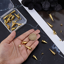 20種類のスタイルの合金リベット2個  コーン  ゴールドカラー  19.5~28x9~9.5mm  穴：2.5mm  10個/スタイル&nbsp;FIND-GF0008-69A