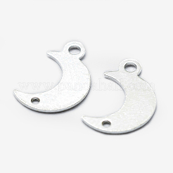 925スターリングシルバーリンク  ムーン  s925スタンプあり  銀  11x7x0.5mm  穴：1mmと1.5mm&nbsp;STER-I014-21S
