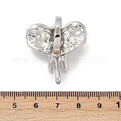 女性用真鍮調節可能オープンカフリング  カドミウムフリー＆鉛フリー  象  プラチナ  31.5x30mm&nbsp;RJEW-R032-02P