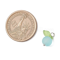 7色のフロストガラスチャーム7個  ラウンド  アクリルと真鍮のループ付き  プラチナ  14.5x12x8mm  穴：2mm  1pc /カラー&nbsp;PALLOY-JF04087-02