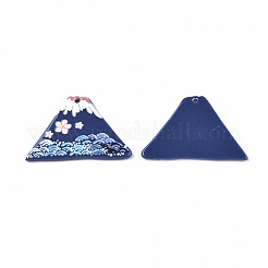 アクリルパーツ  3dプリント  花柄の火山  マリンブルー  24x37.5x2mm  穴：1.5mm&nbsp;KY-S163-224
