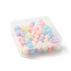 ラバー加工アクリルビーズ  混合図形  ミックスカラー  10~18x11~21.5x5.5~11.5mm  穴：1.6~2mm  100個/箱&nbsp;SACR-FS0001-12
