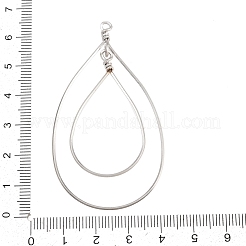 304ステンレススチールオープンバックベゼルペンダント  ティアドロップチャーム  ステンレス鋼色  63.5x35x5mm  穴：2mm&nbsp;STAS-D264-09P