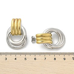 304ステンレススチールツートンスタッドピアス  18KGP本金メッキ＆プラチナ  リング  32x22.5mm&nbsp;EJEW-A124-01E