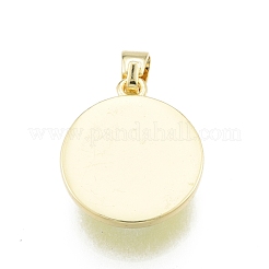 ガラスチャーム  ゴールデンメッキ真鍮パーツ  ナザールボンジュウ付きフラットラウンド  きいろ  19x16.5x5mm  穴：5x3.5mm&nbsp;KK-I691-04B