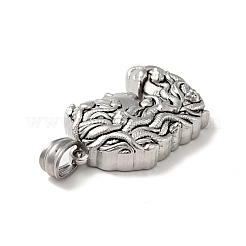 チベット風 304 ステンレススチールペンダント  女性のチャーム  アンティークシルバー  30.5x20x7mm  穴：5x7mm&nbsp;STAS-G275-02AS