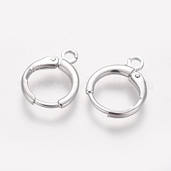 真鍮製のハギーフープピアス  水平ループ付き  長持ちメッキ  鉛フリー＆カドミウムフリー  プラチナメッキ  12ゲージ  14.7x11.7x2mm  穴：1.8mm&nbsp;X-KK-L179-04P-A