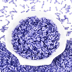 ガラス竹ビーズ  模造キャットアイ  モーブ  6.5~7x1.5~2mm  穴：0.8~1mm  約1515個/50g&nbsp;X-SEED-N007-28C
