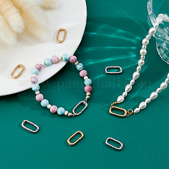 真鍮スプリングゲートリング8個（2色）  1pcシルバーポリッシュクロス付き  オーバル  ミックスカラー  18x9x2.5mm  4個/カラー&nbsp;KK-HS0015-10